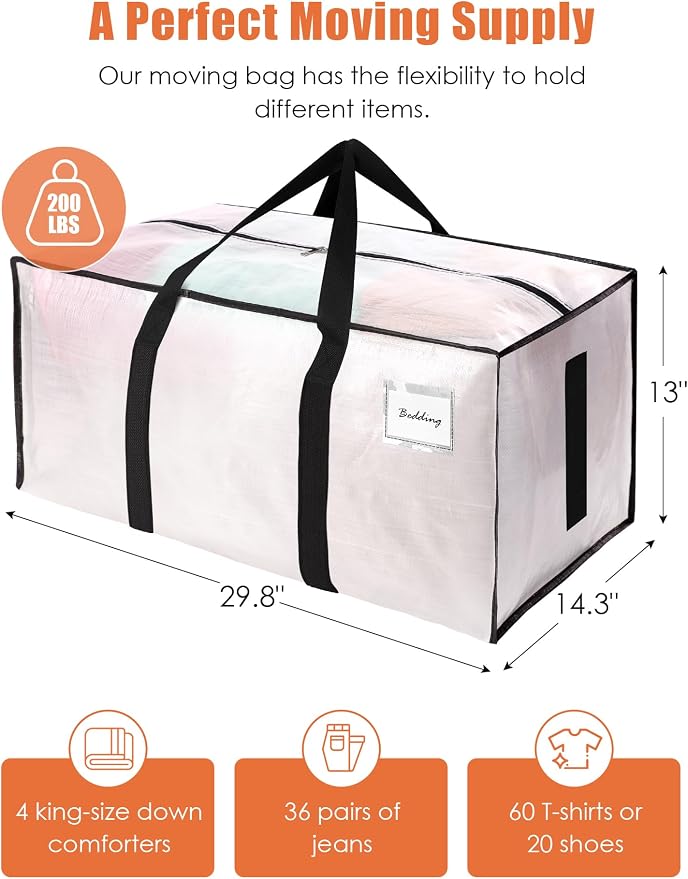 SWEET DOLPHIN 12 Pack 200LB Heavy-Duty Moving Bags - Image 4