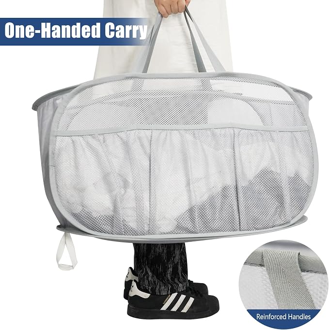 2 Pack Collapsible Laundry Baskets, Upgrade Pop Up Laundry Hamper - Image 6