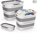 2 Pack Collapsible Plastic Laundry Basket - 42L Foldable Pop Up Clothes Hamper by CoveCarol