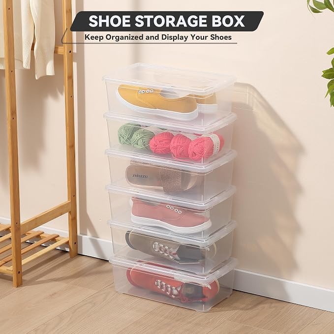 novelinks 8 Pack 6 Quart Clear Plastic Shoe Storage Bins - Image 2