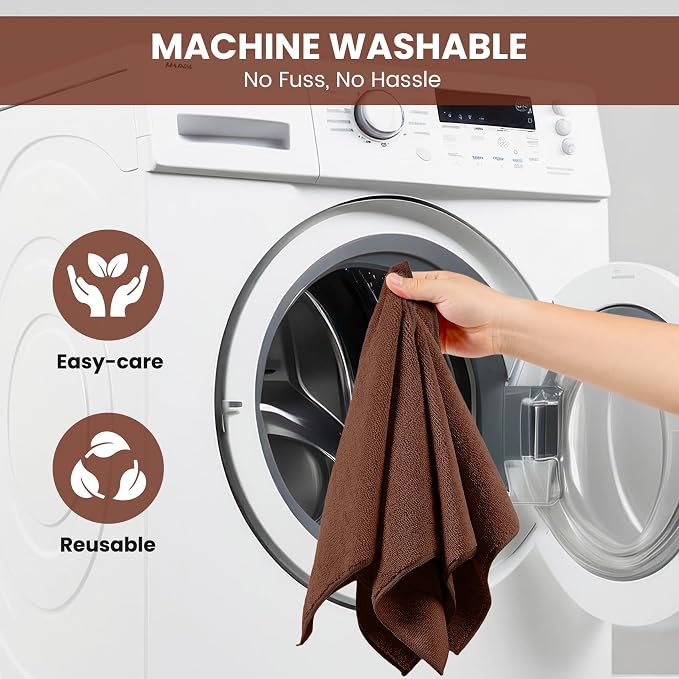 SIFANGKE Microfiber Cleaning Cloth, 12 Pack Brown Cleaning Rags - Image 7