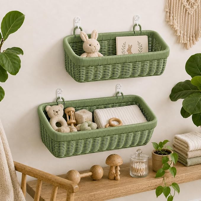 AceList Wall Hanging Basket, Boho Style Hand-Woven Hanging Storage Baskets - Image 4