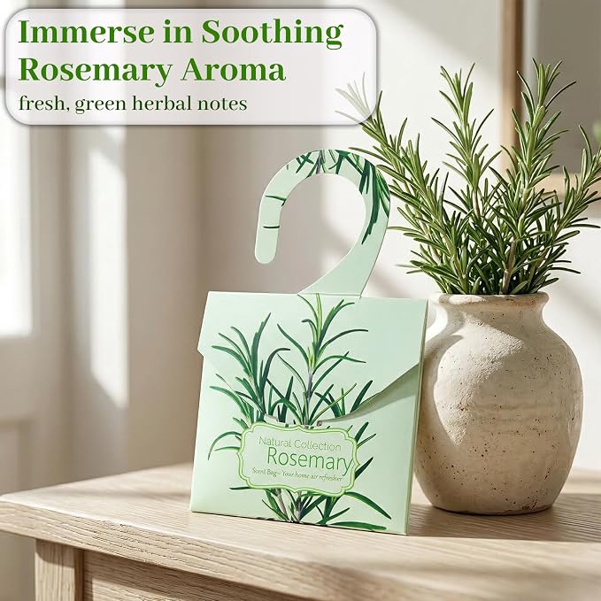 24 Pack Rosemary Sachets for Drawers and Closets, Natural Closet Freshener - Image 2