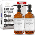 Sunrise Premium Amber Glass Soap Dispenser Matte Black by SunrisePremium