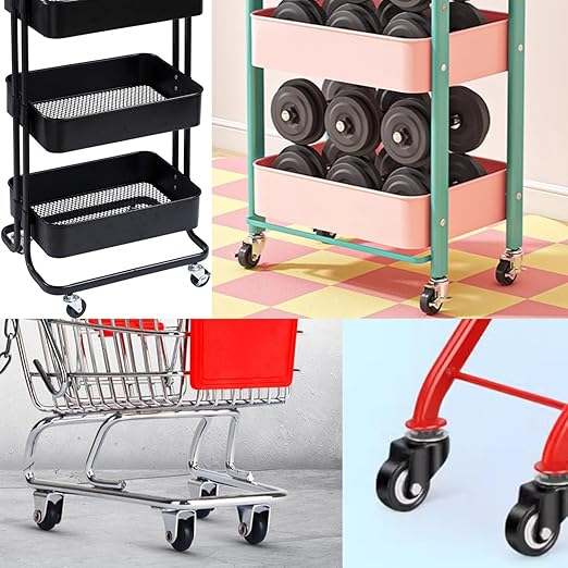 PU Caster Wheels 2.5" Durable Replacement Rollers for Laundry Carts, Hand Trucks & Cargo Elevators Smooth Rolling 4 Pack with 3/8" Axle Bearings