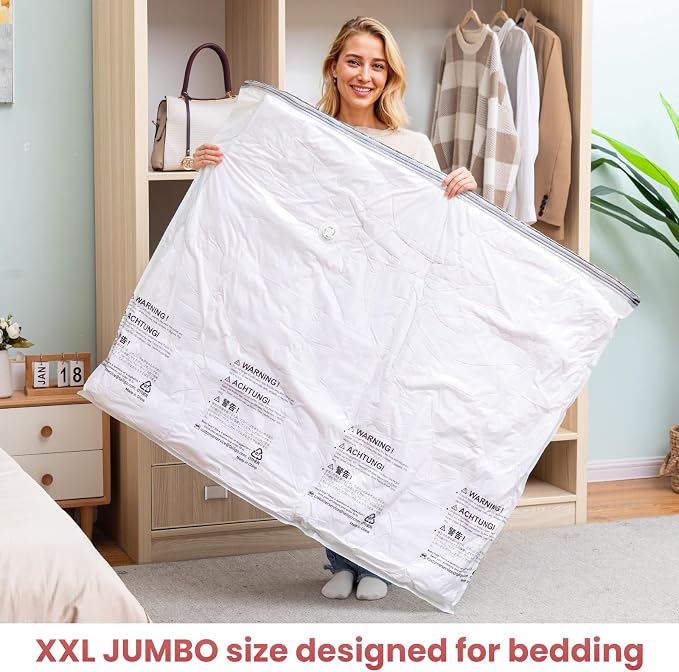TAILI Vacuum Storage Bags 4 Pack, XXL Jumbo Size 47x39 Inch, Cream | XXL Large - Image 2