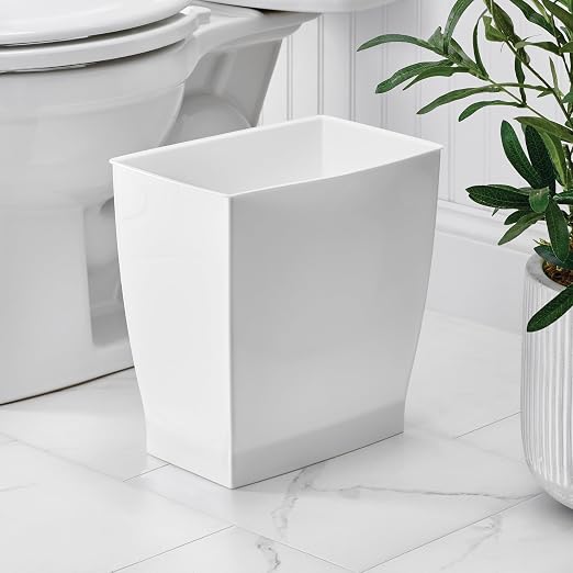 iDesign Small Plastic Bathroom Trash Can, Slim Rectangle - Image 3
