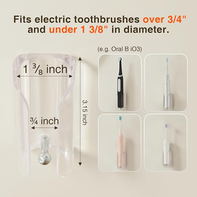 Electric Toothbrush Holder for Bathroom, Wall-Mounted Toothbrush Stand - Image 6