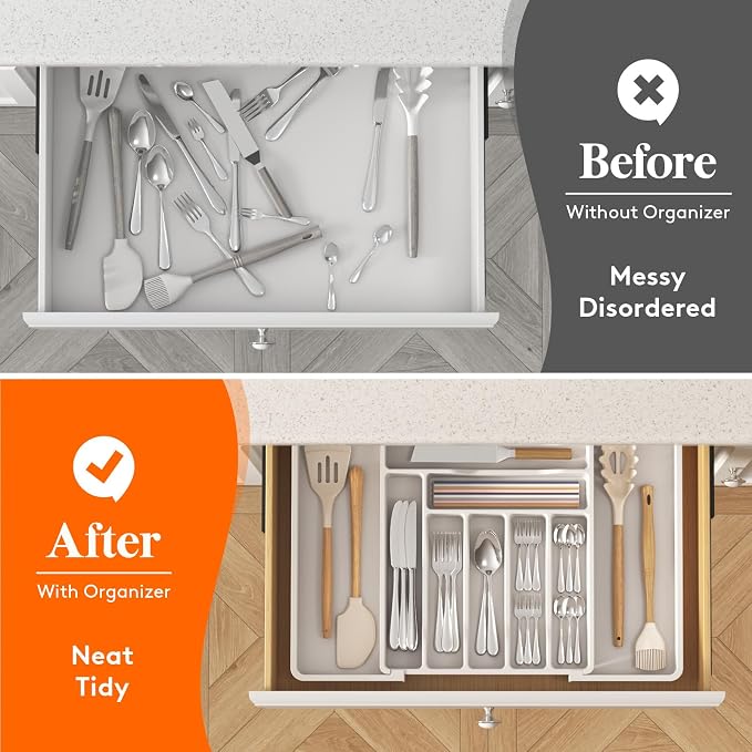 Lifewit Expandable Silverware Drawer Organizer, Kitchen Utensil Tray | BPA-free - Image 8