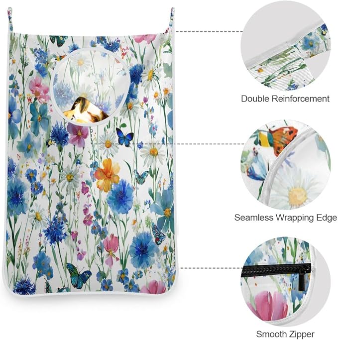 1PC Hanging Laundry Hamper Bag Over the Door Laundry Hamper Wall Hamper Large - Image 6