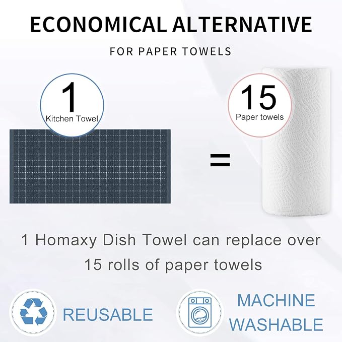 Homaxy Kitchen Towels and Dishcloths Set, Dark Grey - Image 7