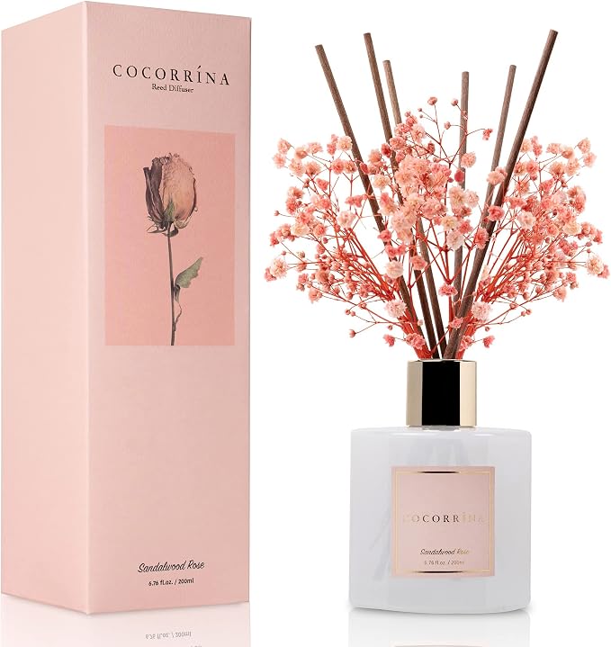 Premium Reed Diffuser Set with Preserved Baby's Breath & Cotton Stick by COCORR%C3%8DNA