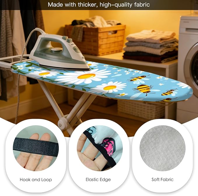 Nuxovilar Daisy Bee Ironing Board Cover 15x54 Inches Needle Cotton - Image 5