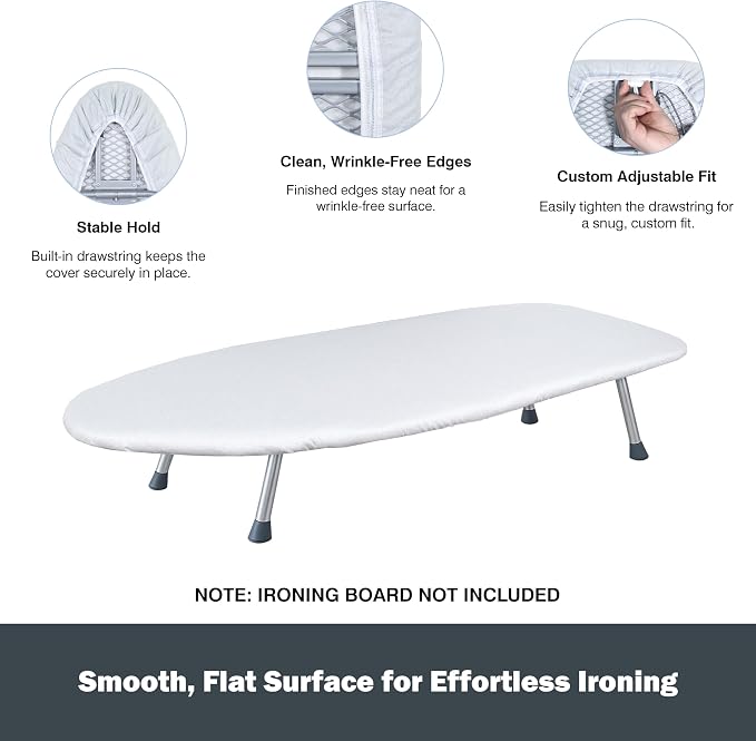 Small Ironing Board Cover and Pad 12.5”x30”, Silicone Coated Scorch Resistant - Image 5