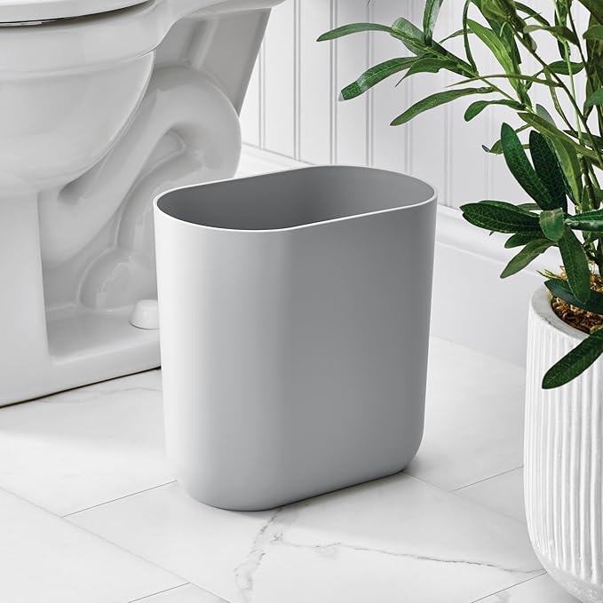 iDesign Small Slim Plastic Bathroom Trash Can - Image 3