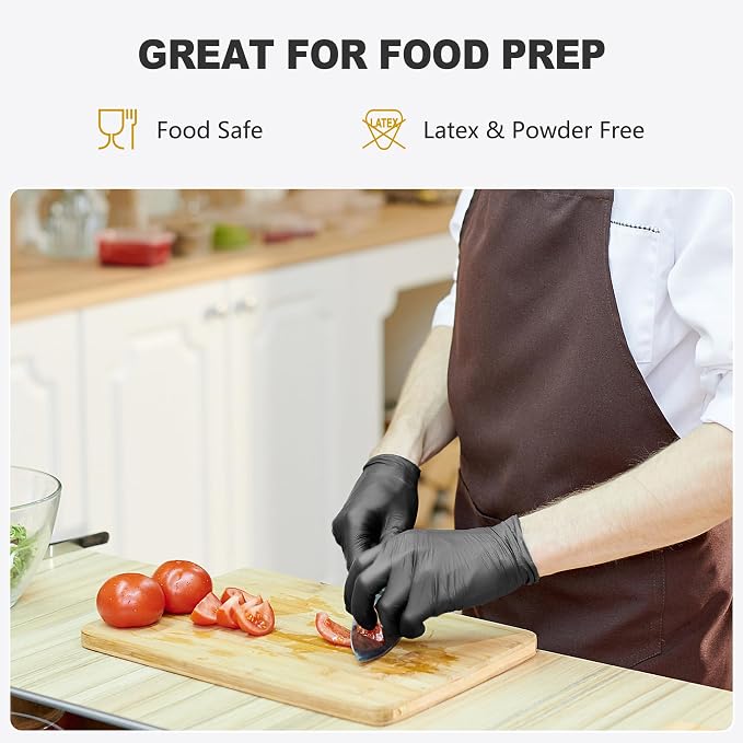 Black Vinyl Gloves, Food Grade Gloves Disposable Latex Free | Powder Free - Image 2
