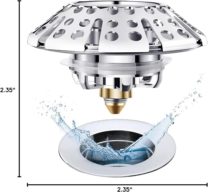 AzWzz Universal Tub Stopper Bathtub Drain Plug, Pop Up Tub Drain Hair Catcher - Image 8