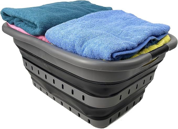 SAMMART Collapsible 3 Handled Plastic Laundry Basket - Image 5