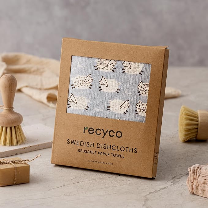 RECYCO Swedish Dishcloths for Kitchen | 6 Pack Farmhouse Friends Washable Dish - Image 8