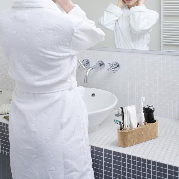 Toothbrush Holder for Bathrooms, 6 Slots Marble Toothbrush and Toothpaste - Image 3