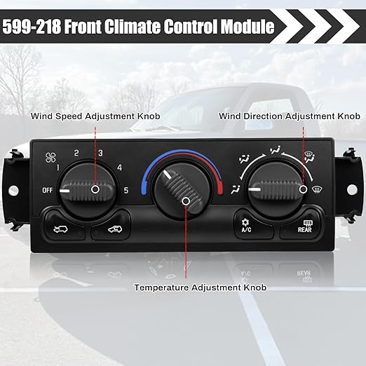 599-218 A/C Heater Climate Control Module Panel Switch for 1999-2002 Chevy Silverado Suburban Avalanche Tahoe GMC Sierra Yukon XL, Front HAVC Control Replace 15054697 15054698 15753263 15753264,etc