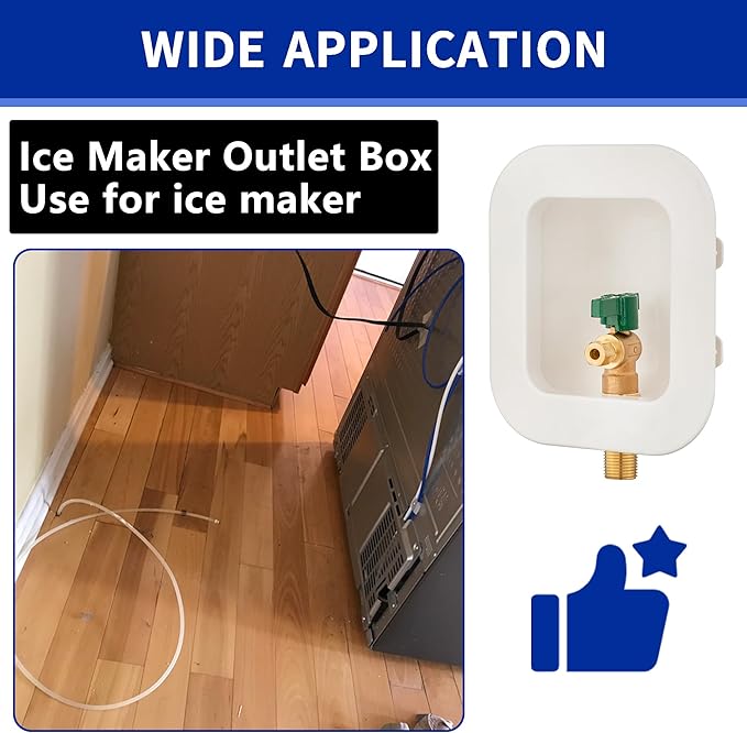 (1 Pack) Lidertik 1/2 NPT inch Thread or Sweat Pre-Assembled Ice Maker Outlet Box Valve 1/4 inch Recessed Refrigerator Water Line Wall Box with Shut Off Valve LI-ZBQH-510-LK