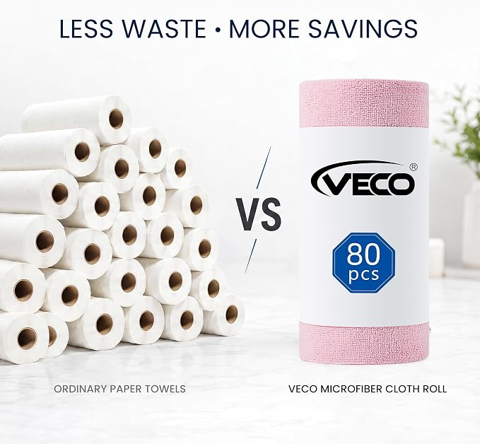 Veco Microfiber Cleaning Cloth Roll 80 PCS - Image 2