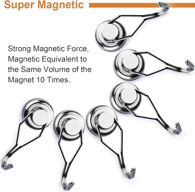 DIYMAG Magnetic Hooks, 80LBS Heavy Duty 6 Pack 2026 Cruise Ship Essentials - Image 2