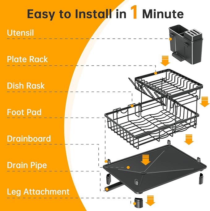 2 Tier Large Detachable Dish Drying Rack - Image 7