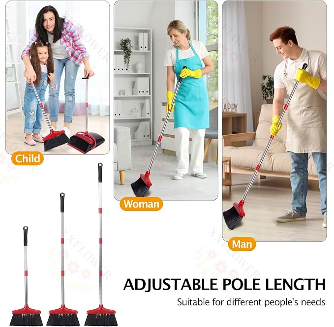 Broom and Dustpan Set, 54.72"Long Handle, Standing Dustpan, Upright Dustpan - Image 6