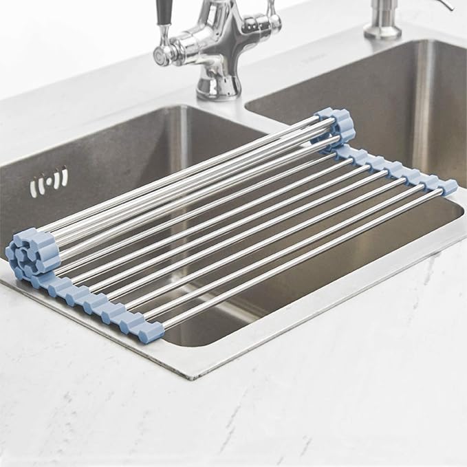 Over The Sink Dish Drying Rack, Roll Up Dish Drying Rack Kitchen Dishes Rack - Image 4