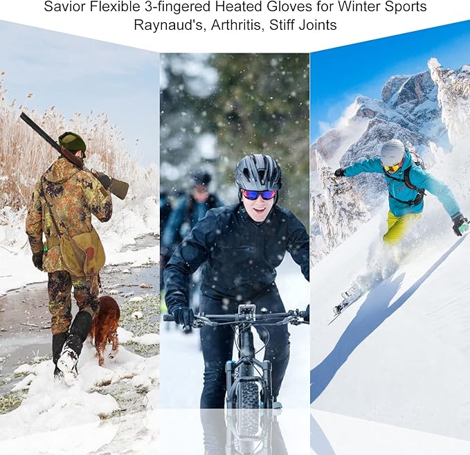 Heated Mittens Battery Gloves Men Women, SAVIOR HEAT Flexible Crab Finger Rechargeable Ski Mitten with 7.4V 2200mAh Battery for Winter Snow Skating Camping Hunting Hiking Motorcycle