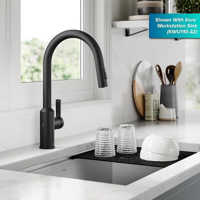 KRAUS Matte Black Touchless Pull Down Kitchen Faucet KSF-2830MB | Motion-sensor - Image 5