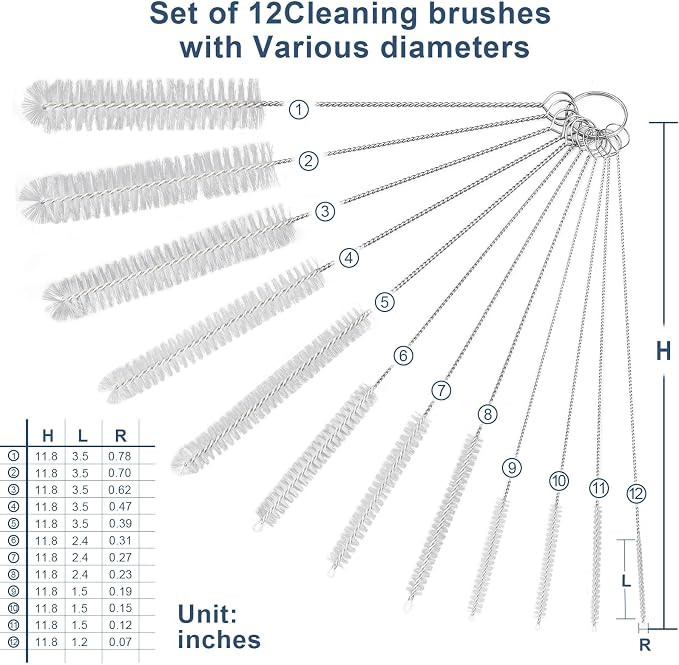 Ixiaoyoo 12 Pcs Bottle Cleaner Brushes Set, 11.8 Inch Nylon Cleaning Brush | - Image 8