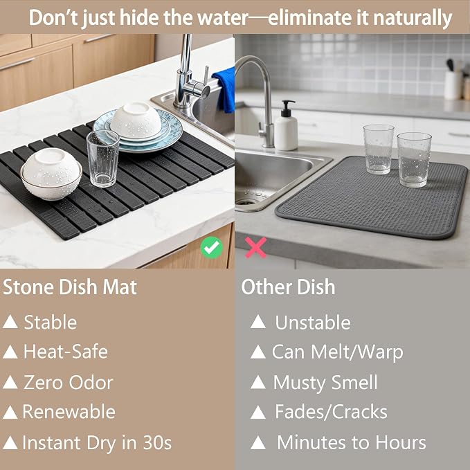 Large Stone Drying Mat for Kitchen Counter, Quick Dry Stone Drying Mat - Image 4