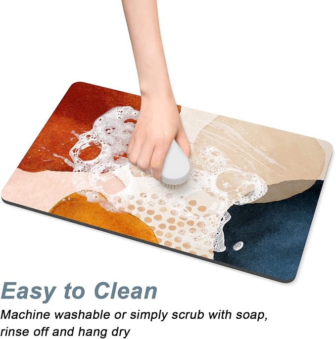 Rnivvi Coffee Mat, Hide Stain Rubber Backed Absorbent Dish Drying Pad - Image 5