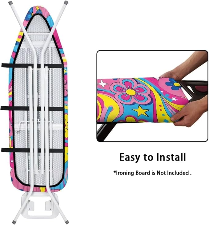 Hippie Floral Love Print Ironing Board Cover Hook & Loop Elastic Edge Easy to - Image 5