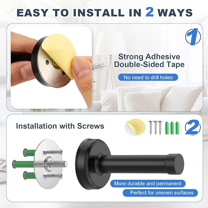 1 Pack Door Stopper, No Drilling Wall Protection - Image 2