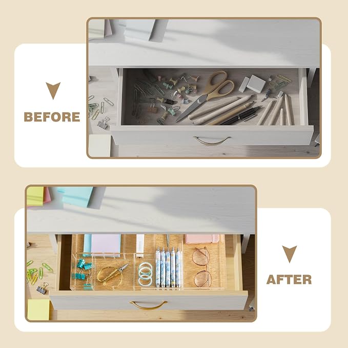Briwooody Clear Acrylic Drawer Organizer Expandable, 9 Compartments, Small | - Image 4