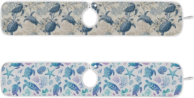 Line Art Turtles Starfish Coral Sink Mat - Image 3
