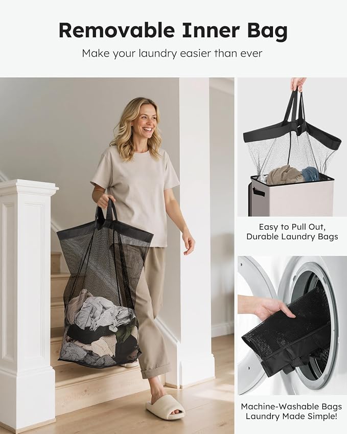SOLEDI 90L Laundry Hamper with Lid, Large Collapsible Laundry Basket | Sturdy - Image 4