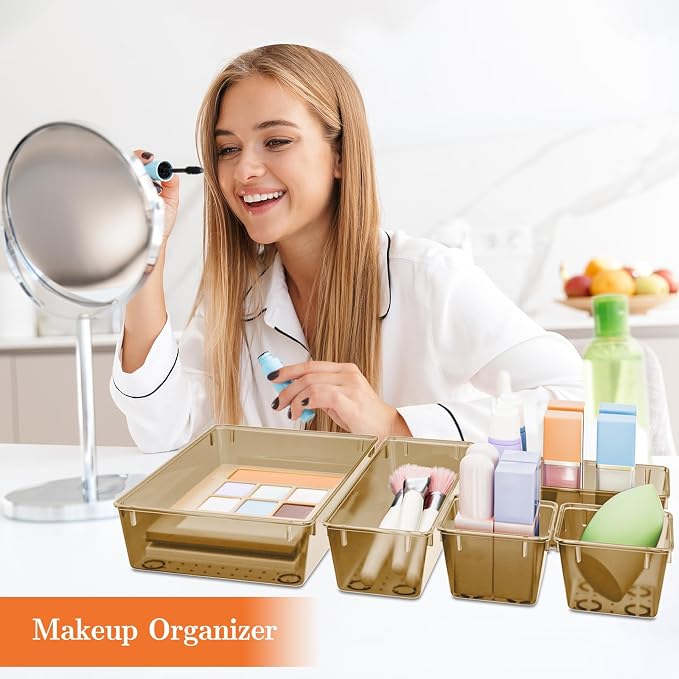 SpaceHacks 25 PCS Plastic Drawer Organizer, 4-Size Versatile Organizer Trays & - Image 5
