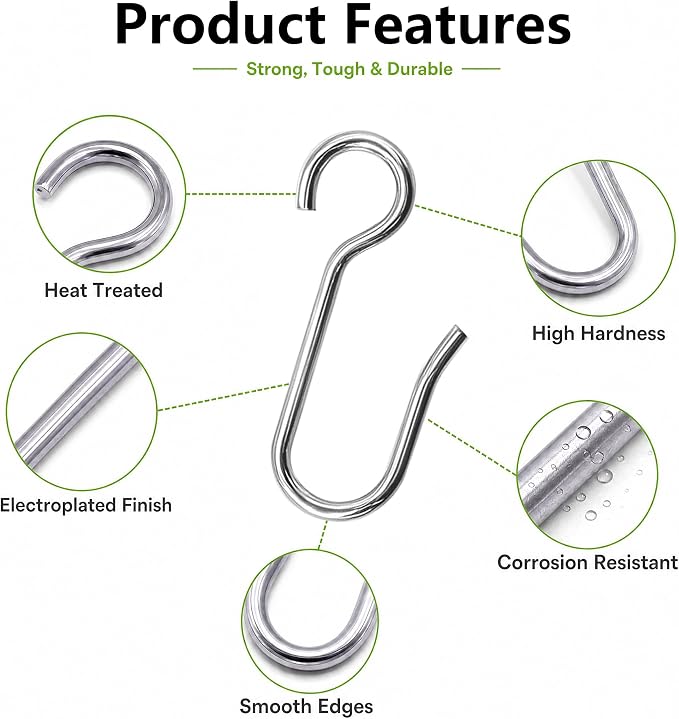 60Pcs Metal Curtain Track Hooks S Shaped Small Drape Curtain Wire Hooks - Image 4