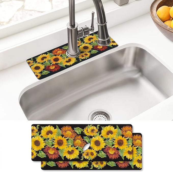 Sink Faucet Absorbing Mat, 2 Pack Drying Mat Around Faucet Sink Splash Guard by BathtubMat