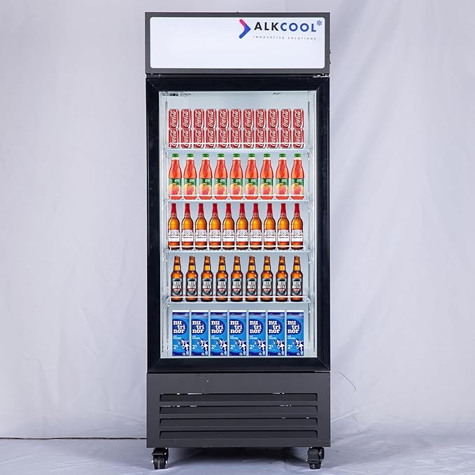Commercial Beverage Refrigerator Display Fridge,Single Glass Door Merchandiser Drink Cooler with LED Light Adjustable Shelves,ETL and NSF Approval,16.5Cu Ft,68.9''High