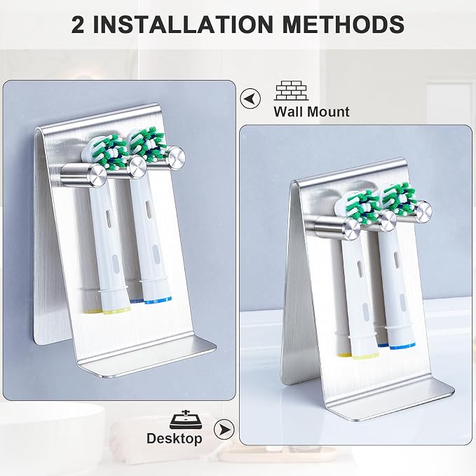 Electric Toothbrush Head Holder, Tabletop or Self Adhesive Tooth Brushing Holder - Image 7