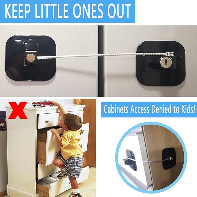 YEYA Upgraded Refrigerator Lock 2 Pack, Mini Fridge Lock for Kids, Child Safety Cabinet Doors