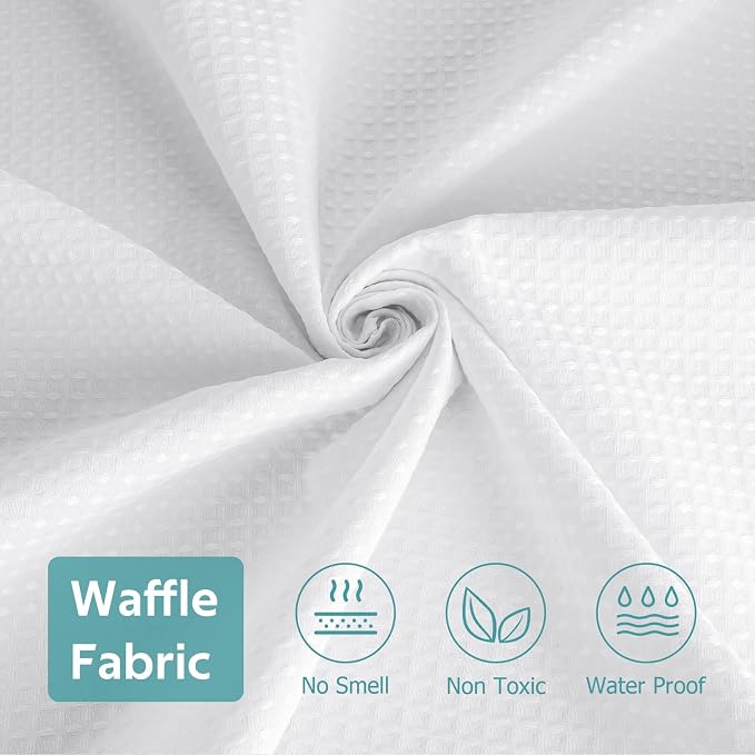 Vipfree 3 in 1 Shower Curtain Set, Waffle Shower Curtain and Liner Set - Image 8