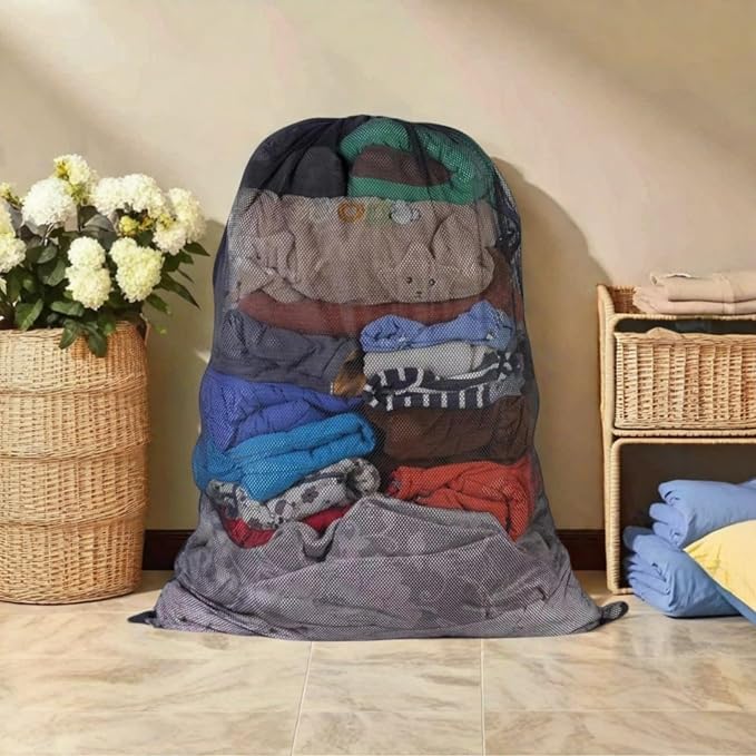 2-Pack Large Mesh Laundry Bag, 27x36 Inch Black - Image 3