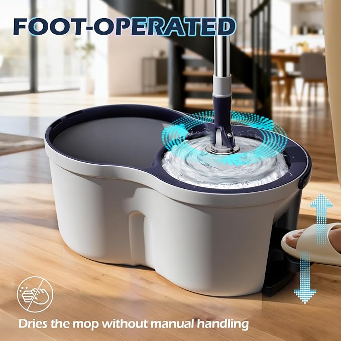 Spin Mop and Bucket Set, Masthome EasyWring Microfiber Spin Mop - Image 3